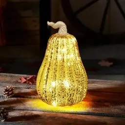 Produktbild: DETENE Herbstdeko Kürbis Deko Goldener Halloween Glas Kürbis Erntedank Künstliche Kürbisse für Herbst Ernte Thanksgiving Halloween Dekoration Tischdeko(Bogen)