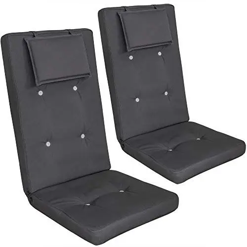 Produktbild: DETEX® Stuhlauflagen 2er Set Kopfkissen Rückhaltebänder Sitzkissen Stuhlkissen Kissen Hochlehner Auflage Sitzauflage Anthrazit