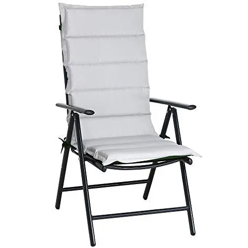 Produktbild: DETEX® 6X Sitzkissen Stuhl Hochlehner Wendekissen Grau-Grün Wetterfest 30° waschbar 120x45cm Gartenstuhl Stuhlkissen Polster Auflage Sitzauflage