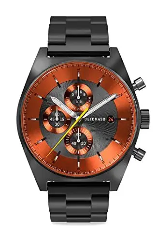 Produktbild: DeTomaso D10 Chronograph Gray ORANGE Grau Orange Herren-Armbanduhr Analog Quarz Stainless Steel Grau