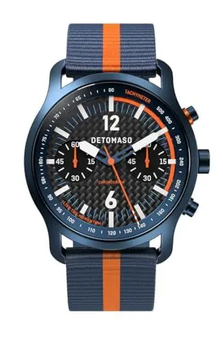 Produktbild: DeTomaso SORPASSO Chronograph Carbon Blue ORANGE Blau Orange Herren Armbanduhr Analog Quarz Armband Blau/Orange