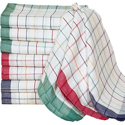 Produktbild: DEUBA® 10er Set Geschirrtücher Saugstark 50x70cm Baumwolle 60 Grad waschbar Küche Küchentücher Geschirrhandtücher kariert