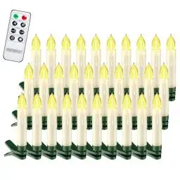 Produktbild: DEUBA® LED Weihnachtsbaumkerzen Kabellos 30er Set Warmweiß Batterie Timer Christbaumkerzen Tannenbaumkerzen Lichterkette Weihnachtsbaum Beleuchtung