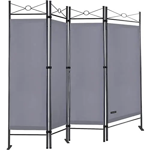 Produktbild: DEUBA® Trennwand 180x160cm 4 teilig Blickdicht Freistehend Faltbar Stabil Indoor Wohnzimmer Schlafzimmer Büro Raumteiler Spanische Wand Paravent Grau