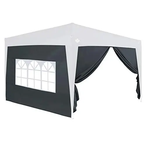 Produktbild: Deuba® 2er Set Seitenwände je Seite 3x2 m Wasserabweisend Seitenfenster Reißverschluss Haltbänder Pavillon Faltpavillon Gartenzelt Partyzelt Anthrazit 6x3m