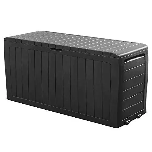 Produktbild: Deuba® Gartenbox Auflagenbox 270L UV-beständig Haltegriffe Rollen Verschlussvorrichtung Balkon Wohnzimmer Wintergarten Kissenbox 117x45cm Anthrazit