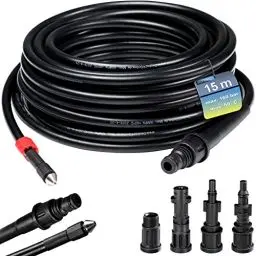 Produktbild: DEUBA® Rohrreinigungsschlauch 15m 160 Bar 4 Hochdruckreiniger Adapter mit Kärcher kompatibel Rohrreinigungsset Abflussreiniger Rohrreiniger Schlauch