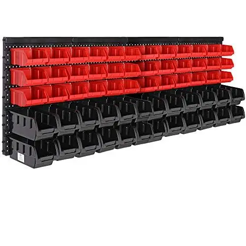 Produktbild: Deuba® Stapelboxen 64 TLG. Erweiterbar Etikettenfach Stabil Stoßfest Starke Wandplatten Wandregal Werkstattregal Werkzeuglochwand Kleinteilemagazin