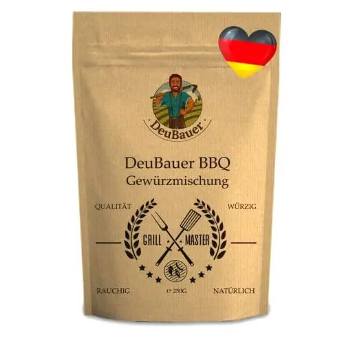 Produktbild: DeuBauer® BBQ-Grillgewürze aus Deutschland - extrem leckerer Geschmack als Rub Gewürzmischung Dust BBQ-Gewürz für Fleisch, Smoker, Grill, und Pfanne, Rub-Gewürzmischung Grillgewürze 250g