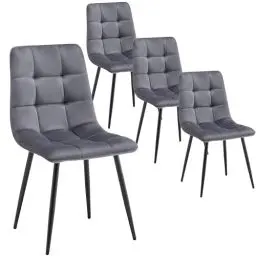 Produktbild: DEULINE Esszimmerstühle Essstühle Samtbezug Polsterstuhl Esszimmer Stuhl Milano 4er-Set GRAU 521252