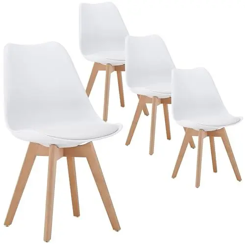 Produktbild: Deuline Esszimmerstühle 28mm stärke Massivholzbeine SGS Polsterstuhl Eesszimmer Stuhl Oslo 4er-Set Weiss 521249