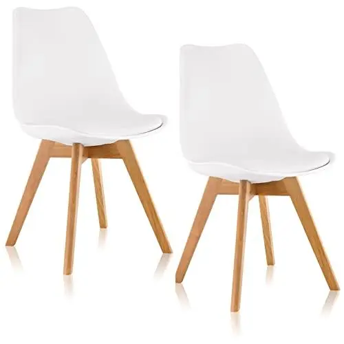 Produktbild: DEULINE Esszimmerstühle 28mm stärke Massivholzbeine SGS geprüft Polsterstuhl Esszimmer Stuhl Oslo 2er-Set Weiss 521248