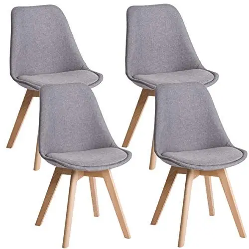 Produktbild: DEULINE Esszimmerstühle Stoffbezug-Grau Esszimmerstuhl mit 28mm stärke Massivholzbeine SGS geprüft Polsterstuhl Stühle Oslo+ 4er-Set 521205