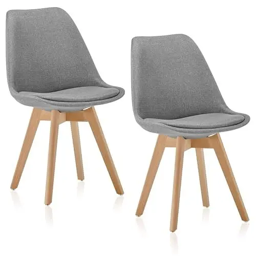 Produktbild: Deuline Stoffbezug-Grau Esszimmerstühle Esszimmerstuhl mit 28mm stärke Massivholzbeine SGS geprüft Polsterstuhl Stühle Oslo+ 2er-Set 521206