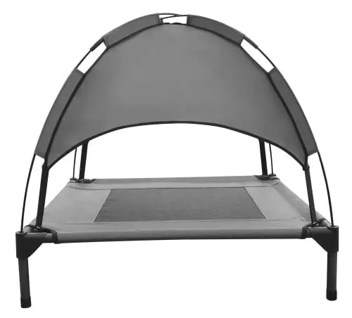 Produktbild: Deuline Hundeliege mit Dach erhöhtes Hundebett Garten Outdoor Haustierliege M-76x61x18/71cm GRAU 520080