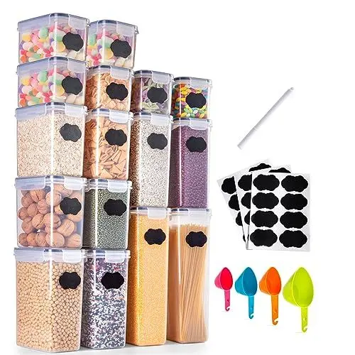 Produktbild: Deuline Vorratsdose Frischhaltedose 16-Set 24L mit Deckel Luftdicht BPA frei Aufbewahrungsbox Vorratsbehälter Spaghetti Aufbewahrung 2.8L 2.0L 1.4 L0.8L