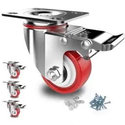Produktbild: Deutnart Schwerlastrollen 50mm Möbelrollen mit Bremsen, (4 Stk bis 320kg) Lenkrollen Set Leise Schwenkrollen Polyurethan Transportrollen ohne Spuren Industrietransport und Logistik