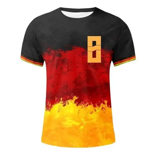 Produktbild: Deutschland Flagge Germany Fußball Trikot Deutschland T-Shirt Fanartikel T-Shirts für Herren Kurzarm Rundhals Sommer Deutschland Trikot EM 2024 Herren Soccer Jersey EM 2024 Trikot Deutschland