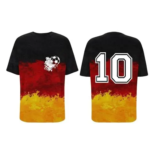 Produktbild: Deutschland Flagge Germany Fußball Trikot Deutschland T-Shirt Fanartikel T-Shirts für Herren Kurzarm Rundhals Sommer Deutschland Trikot Retro Soccer Jersey Deutschland-Fanartikel