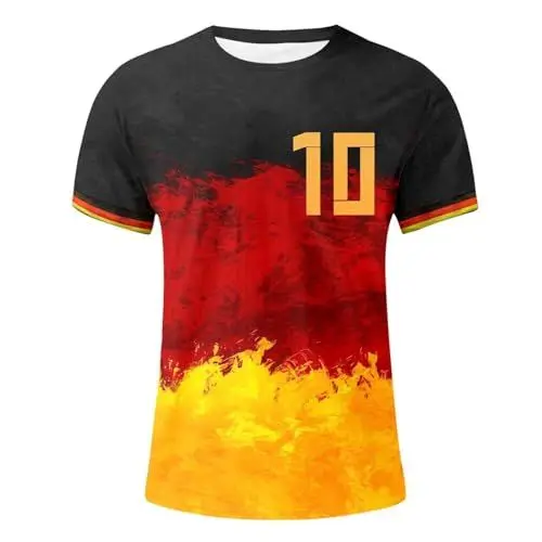Produktbild: Deutschland Flagge Germany Fußball Trikot Deutschland T-Shirt Fanartikel T-Shirts für Herren Kurzarm Rundhals Sommer Trikot 2014 EM 2024 Shirt Herren Fussball EM Fanartikel