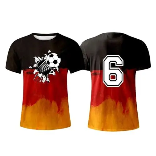 Produktbild: Deutschland Flagge Germany Fußball Trikot Deutschland T-Shirt Fanartikel T-Shirts für Herren Kurzarm Rundhals Sommer EM Trikot 2024 Deutschland EM 2024 Shirt Herren Fussball EM Fanartikel
