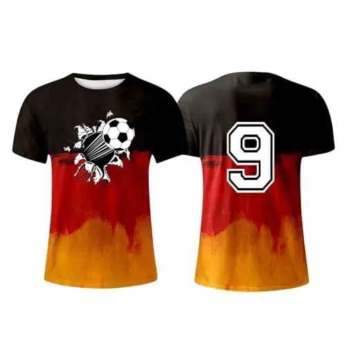 Produktbild: Deutschland Flagge Germany Fußball Trikot Deutschland T-Shirt Fanartikel T-Shirts für Herren Kurzarm Rundhals Sommer EM Trikot 2024 Deutschland Herren Fußball-Trikots T-Shirt Deutschland