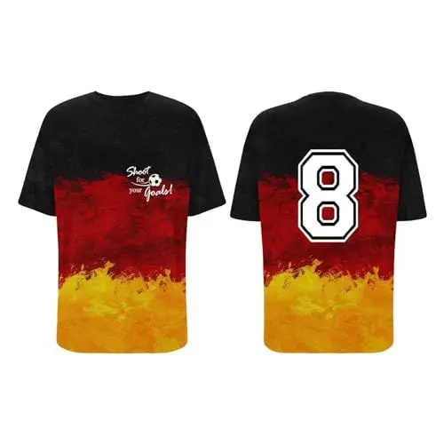 Produktbild: Deutschland Herren T-Shirt EM 2024 Fußball Trikot mit Nummer Tshirt Deutschland Fanartikel T-Shirts für Herren Kurzarm Rundhals Sommer, Wimpelkette EM 2024 Trikot XXL EM 2024 Tshirt