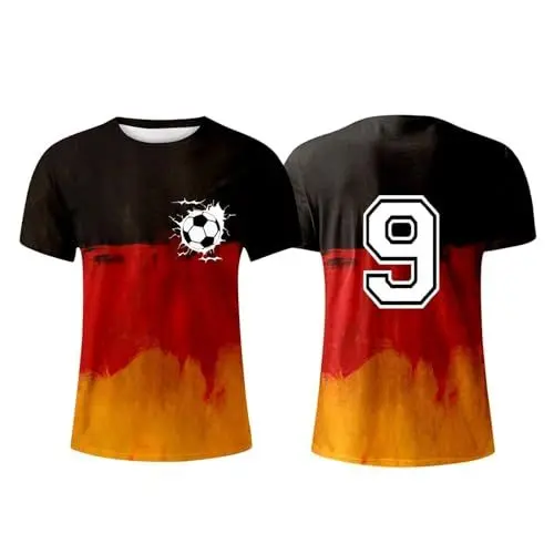 Produktbild: Deutschland Herren T-Shirt EM 2024 Fußball Trikot mit Nummer Tshirt Deutschland Fanartikel T-Shirts für Herren Kurzarm Rundhals Sommer, Retro Trikot Soccer Jersey Deutschland-Fanartikel