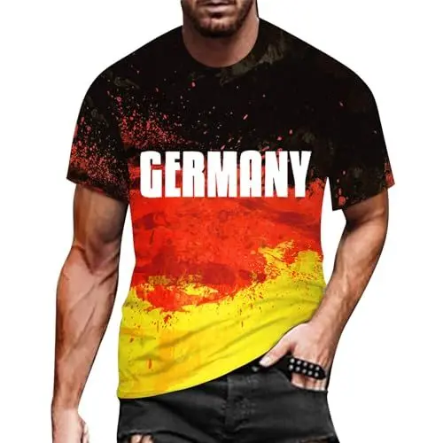 Produktbild: Deutschland Flagge Germany Fußball Trikot Nationalmannschaft Fanartikel T-Shirts für Herren Kurzarm Rundhals Sommer Dfb Retro Trikot Dfb Trikot XXL Fussball EM Fanartikel