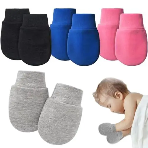 Produktbild: Devenirriche 4 Paar Neugeborenen Handschuhe, Babyhandschuhe Baumwolle Fäustlinge, No Scratch Fäustlinge Handschuhe Baby Säugling Handschuhe für 0-6 Monate Baby Jungen Mädchen