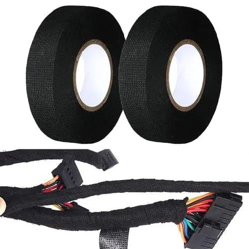 Produktbild: Devenirriche Isolierband, 2 Stück Schwarz Gewebeband Electrical Tape 19mm x 15m Isolierband Kabelbaum Klebeband Reparatur Elektrisches Klebeband zum Haushalt Kfz Motorrad