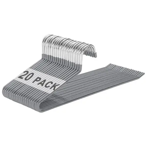 Produktbild: devesanter Hosenbügel 20 Stück MetallKleiderbügel mit offenem Ende und Rutschfester Beschichtung, platzsparend,Multifunktional Kleiderbügel für Hosen für Hosen,Jeans, Handtücher，Schals（grau）