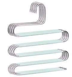 Produktbild: devesanter Hosenbügel, platzsparend, rutschfest, S-Form, Hosenbügel, Edelstahl, Kleiderbügel, Schrank, Aufbewahrung, Organizer für Hosen, Jeans, Schals, hängend, grün, 4 Stück
