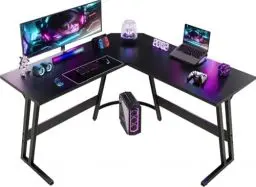 Produktbild: Devoko Gaming Tisch, Computertisch,Eckschreibtisch,Schreibtisch L Form,Gaming Schreibtisch L-förmiger,Groß Pc Ecktisch (Schwarz Mattiert, 120x120cm)