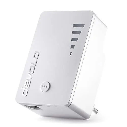 Produktbild: devolo WiFi Repeater ac, WLAN Repeater, bis zu 1.200 Mbit/s, WLAN Verstärker, Access Point, WiFi Extender, 1x Gigabit LAN Anschluss, weiß