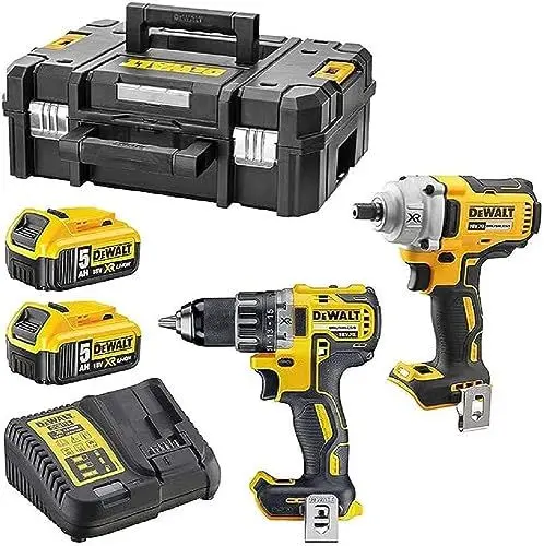 Produktbild: DEWALT 18-V-Li-Ion-Bohr-, Treiber- (DCD791) und Bolter-Set (DCF894) (2 x 5,0-Ah-Akku) in TSTAK DCK2077P2T