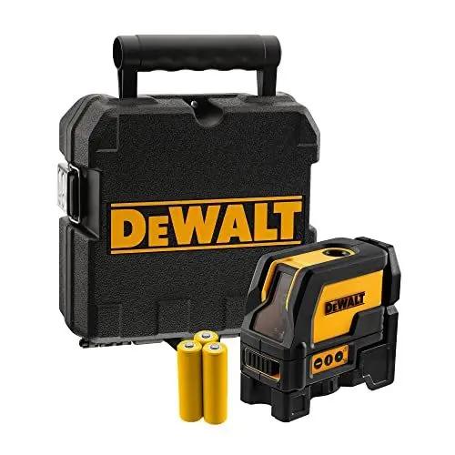 Produktbild: DEWALT Kreuzlinien-Laser mit 2 Lotpunkten (rote Laserdiode, selbstnivellierende, Pulsmodus, Laserklasse 2, IP 54, Lasersichtbarkeit bis 15 m ohne Detektor, inkl. 3x LR6 Batterien und Koffer) DW0822