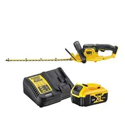 Produktbild: DEWALT bürstenlose Akku-Heckenschere / Strauchschere (18V, 5.0 Ah, 55 cm Schwertlänge, 19 mm Schnittstärke, inkl. Akku und System-Schnellladegerät), DCM563P1