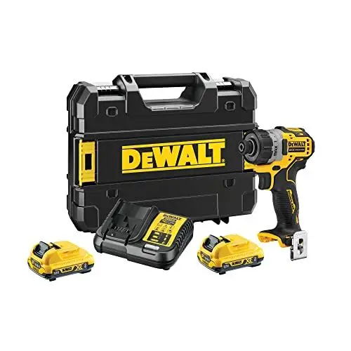 Produktbild: DEWALT 12V 2-Gang Akku-Schlagbohrschrauber DCD706D2 (2.0Ah, bürstenlos, mit Vollmetallgetriebe & 15-stufiges Drehmomentmodul, LED-Leuchte, inkl. 2x Li-Ion Akkus, Schnell-Ladegerät, T STAK Box)