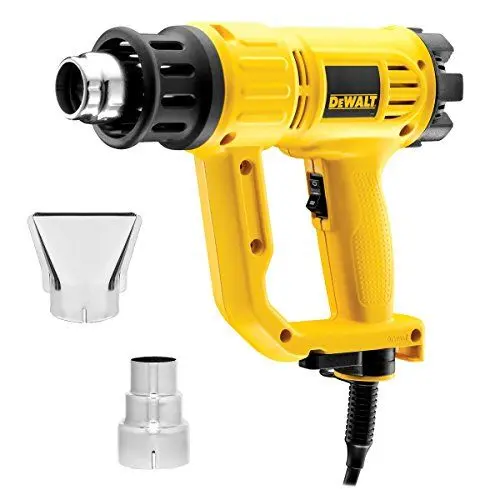 Produktbild: Dewalt 1.800 Watt Heißluftpistole D26411 (Temperatur 50-400/600°, Luftdurchsatz: 250/450 l/min, mit Flächen- und Reduzierdüse, sichere vertikale Standposition zum stationären Einsatz)