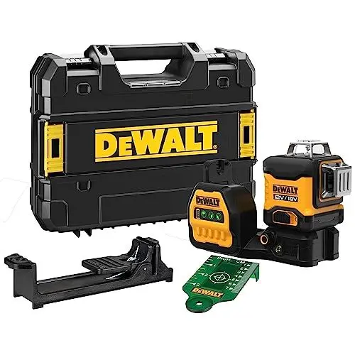 Produktbild: Dewalt 360° Akku-Multilinienlaser Grün DCE089NG18 (selbstnivellierend, Genauigkeit +/- 3mm auf 10m, kompatibel mit 12V & 18V XR Akkus, inkl. TSTAK Box, Wandhalterung, Lieferung ohne Akku & Ladegerät)