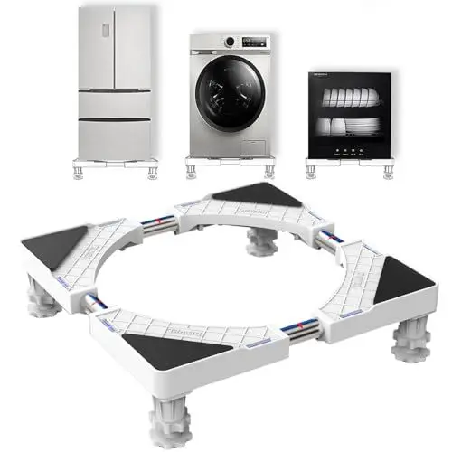 Produktbild: DEWEL Waschmaschinen Untergestell Bärenlast 300kg Verstellbare Waschmaschine Sockel für Kühlschrank Trockner Gefrierschrank Länge 43-67cm Höhe 10-13cm