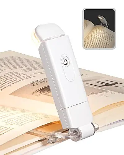 Produktbild: DEWENWILS Leselampe Buch Klemme, USB Wiederaufladbare Klemmleuchte für Lesen im Bett, 2 Einstellbare Helligkeitsstufen Buchlampe, Warmweißes Leselicht, Geschenk für Kinder, Bücherwürmer