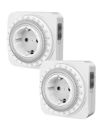 Produktbild: DEWENWILS Mechanische Zeitschaltuhr Steckdose, Schaltuhr Steckdose Zeitschaltuhren, 24 Stunden Mini Zeitschaltuhr mit 96 Segmente, Zeitschaltuhr Analog für Kaffeemaschine, 2 Packs, Timer