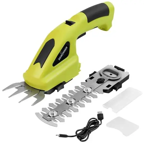 Produktbild: DEWINNER Akku Gras- und Strauchschere, Strauchschere Elektrisch 2-in-1 7,2 V, 14 cm Schnittlänge, Messerabstand 10cm, Strauchschere Grasschere für Äste bis ø 8 mm, mit Typ C Kabel