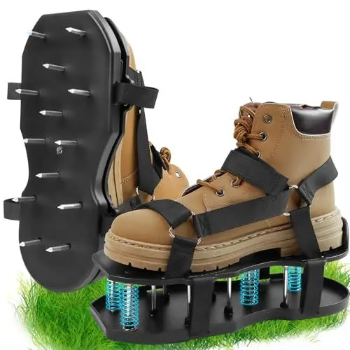 Produktbild: DEWINNER Double Layer Lawn Inflatable Shoes – 2 x Nagelschuhe mit 25 mm Sohlen und Spitzen Doppelschicht Rasen aufblasbare Schuhe, Rasenlüfter Zur Belüftung des Rasens oder als Estrichschuhe