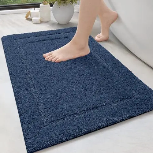 Produktbild: DEXI Badematte rutschfest, waschbar Badezimmerteppich Mikrofaser Badteppich weich Badvorleger Saugfähige Duschvorleger für Dusche, Badewanne, Toilette - 40 x 60cm, Blau