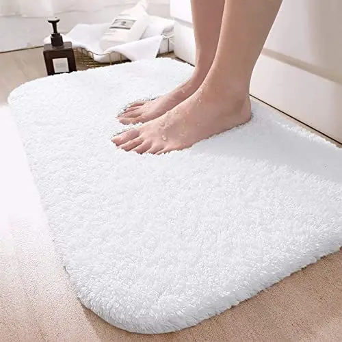 Produktbild: DEXI Badematte rutschfeste 60 x 90 cm, Badteppich Waschbar, Absorbierende weicher Badezimmerteppich, Mikrofaser Badvorleger für Dusche,Badewanne und Waschbecken, Weiß