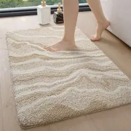 Produktbild: DEXI Badezimmerteppich 44 x 76 cm, Badvorleger rutschfest waschbar, Badematte Mikrofaser Saugfähig, weicher Badematten & Badteppiche für Dusche, Badezimmer, Waschküche, Beige