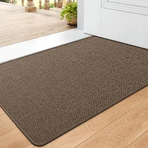 Produktbild: DEXI Fußmatte Innen 44 x 75cm, rutschfest Schmutzfangmatte, waschbar Fussmatte, Dünne Eingangstürmatte, Strapazierfähige Türmatte für Innenbereich, Braun